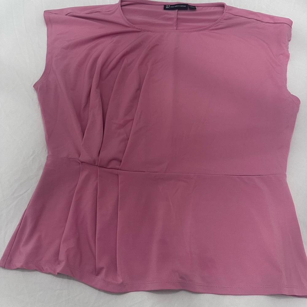 New York & Company Pink Cap Sleeve Blouse